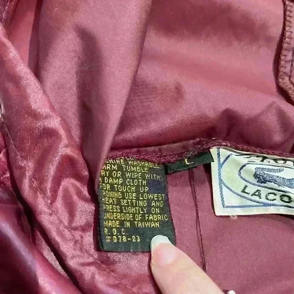 Vintage 70s IZOD Lacoste Lightweight Maroon Rain Jacket Hoodie Mens Size Large - Picture 8 of 9